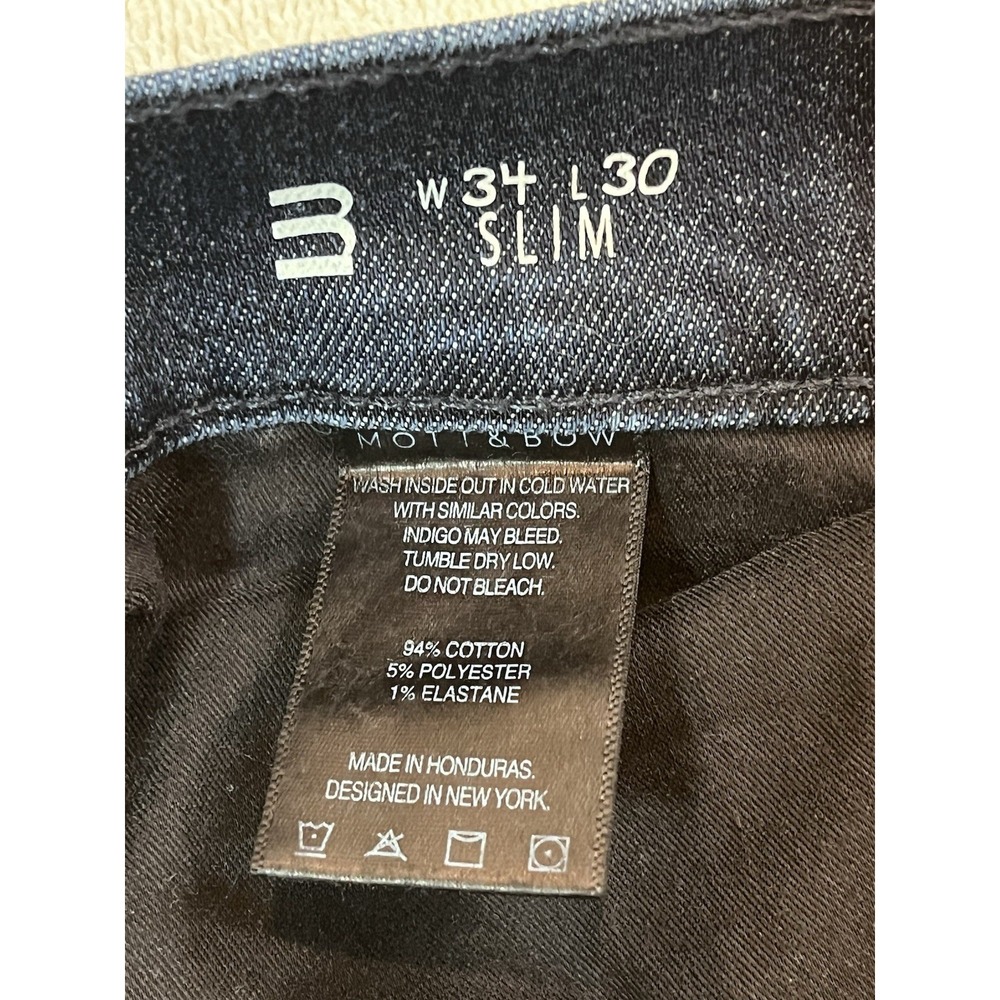 Mott & Bow Wooster Slim Fit Jeans Men 34x30 Dark Wash Indigo Blue Stretch - Picture 5 of 8